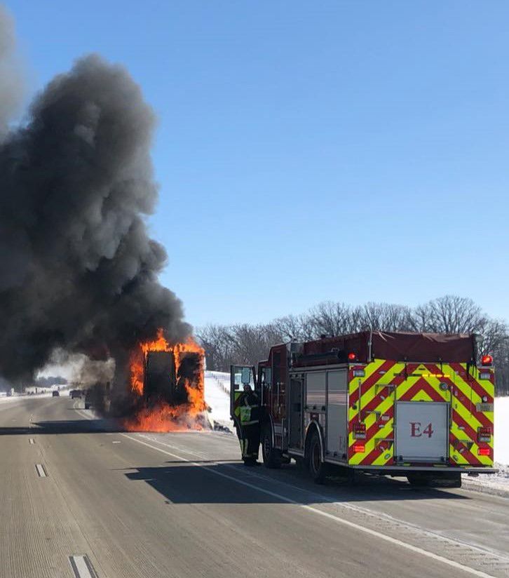 Stoughton semi-trailer fire